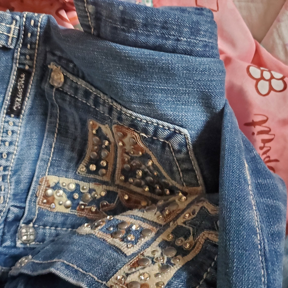 Miss Me Blue Embellished Jeans Overalls